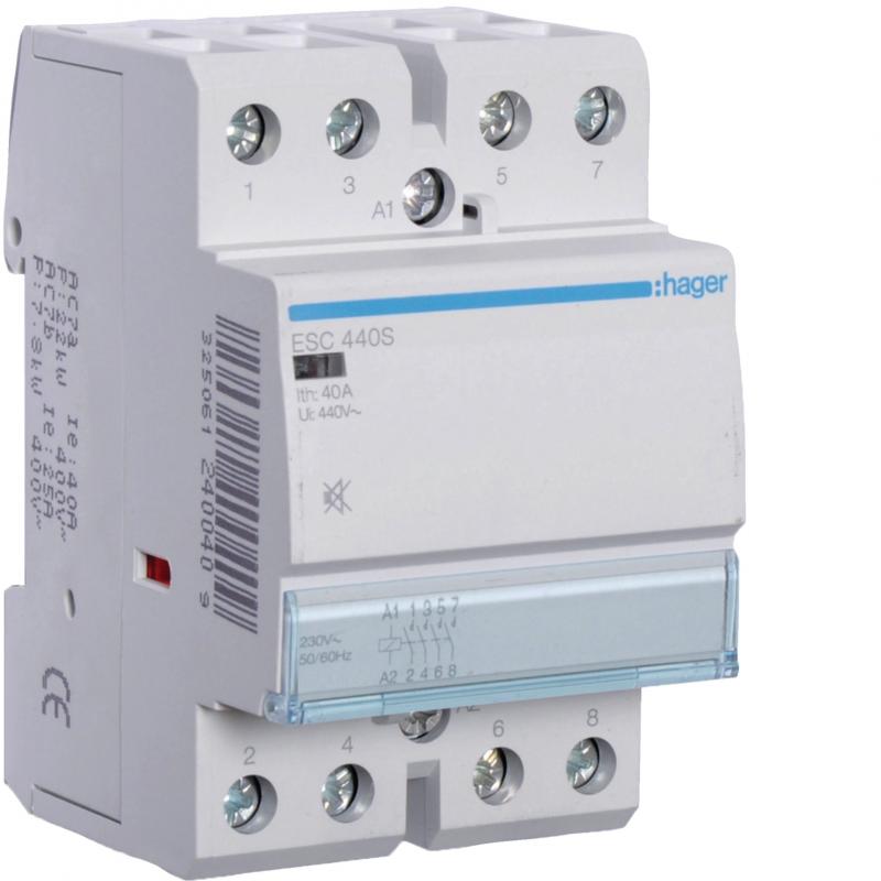 Hager Brummfreies Schütz / Schaltschütz, 40A, 4S, 230V AC
