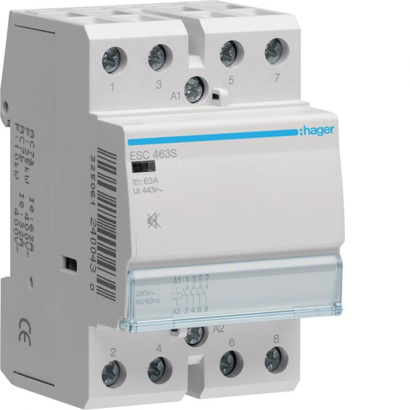 Hager Brummfreies Schütz / Schaltschütz, 63A, 4S, 230V AC