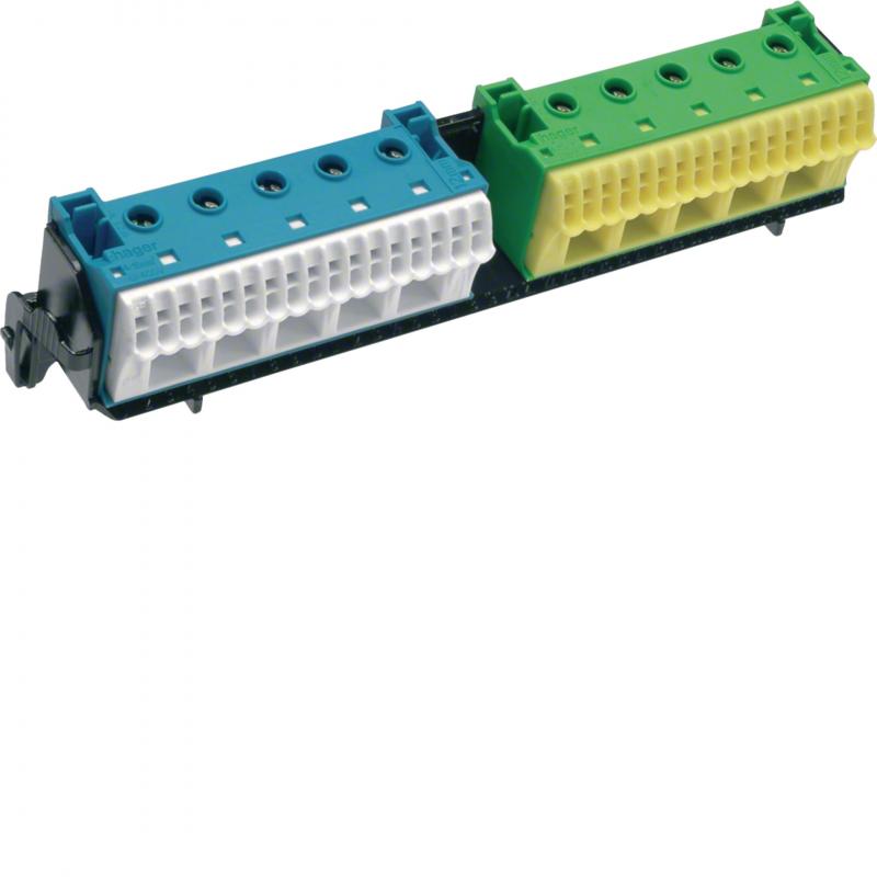 Hager Träger, univers Z, mit 2 x 22 PE/N-Klemmen in QuickConnect Technik, waager