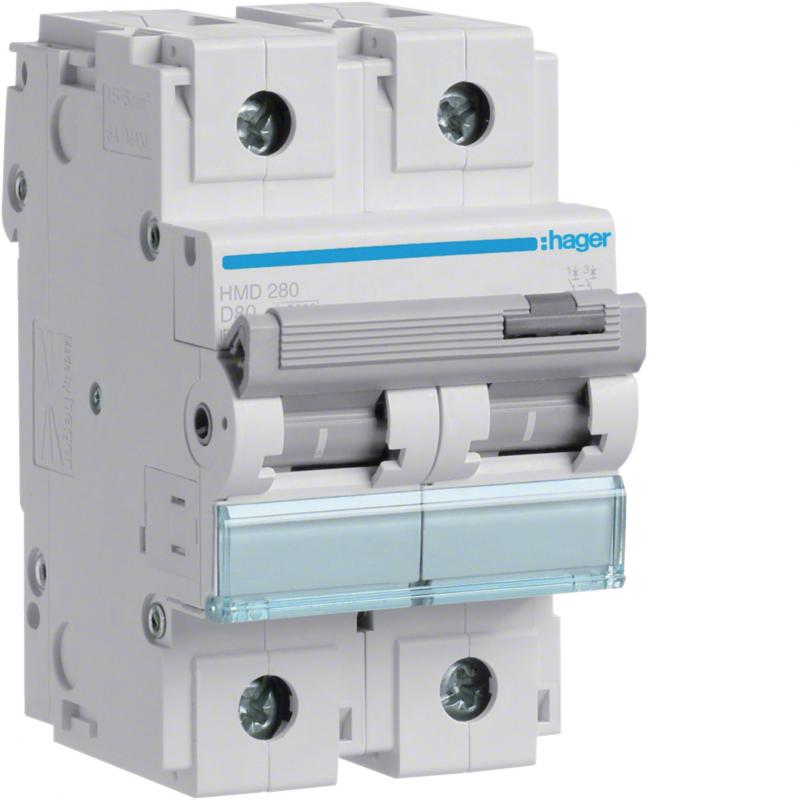 Hager LS-Schalter 2 polig 15kA D-80A 3M