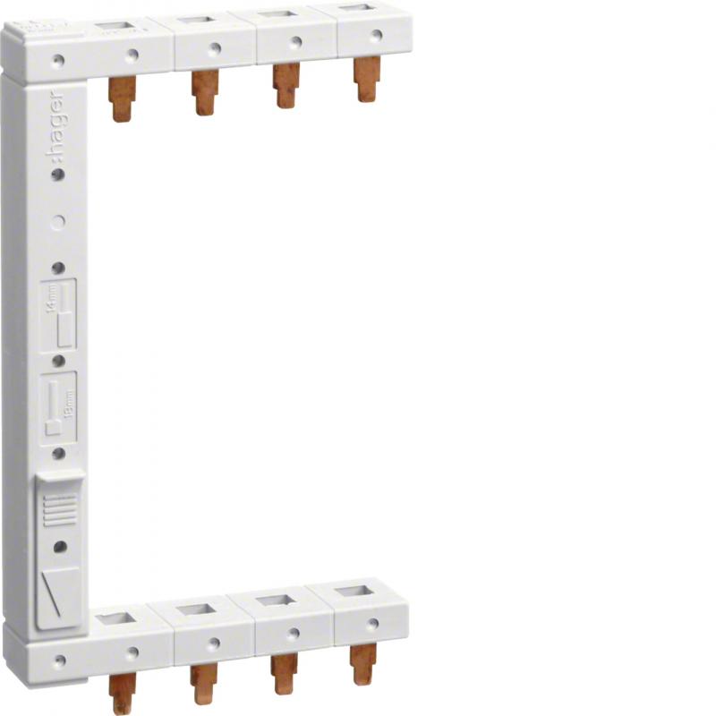 Hager Phasenschiene 3polig + N, 2-reihig 125mm, links, vertikales Sammelschienen