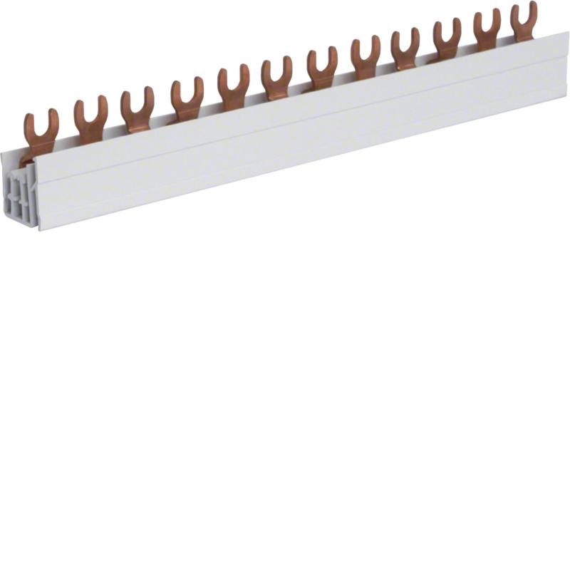 Hager Phasenschiene/Kammschiene, 3 polig, mit Gabelanschluss, 10mm², 63A, 12 Mod