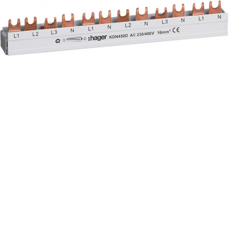 Hager Phasensch. Gabel 12M 3P+N IN, 1P+N OUT