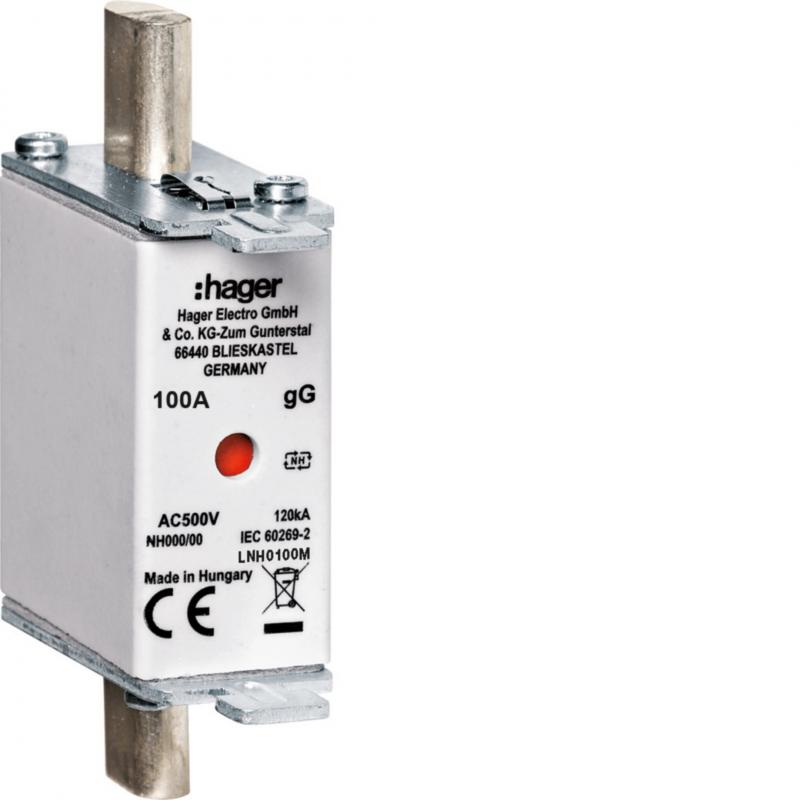 Hager NH-Sicherung NH000 gG 500V 100A K-Melder