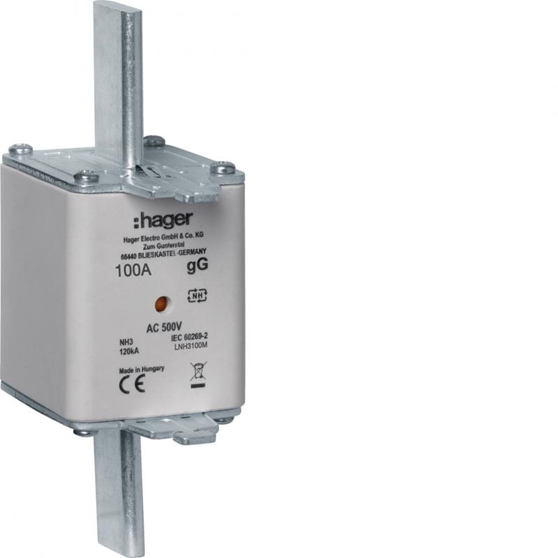 Hager NH-Sicherung NH3C gG 500V 100A K-Melder