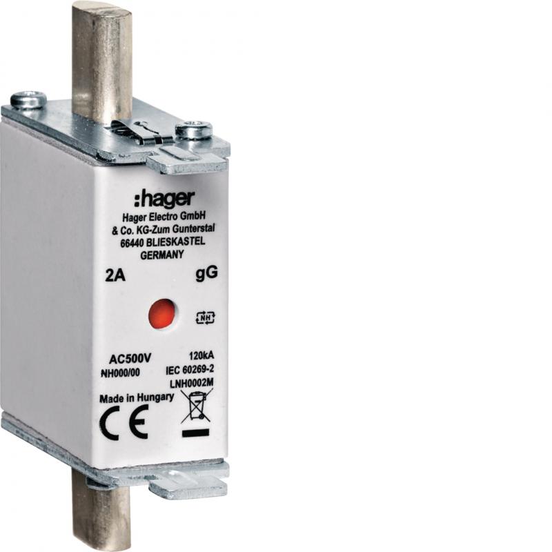 Hager NH-Sicherung NH000 gG 500V 2A K-Melder