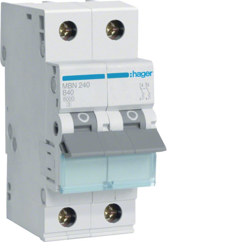Hager LS-Schalter 2 polig 6kA B-40A 2M