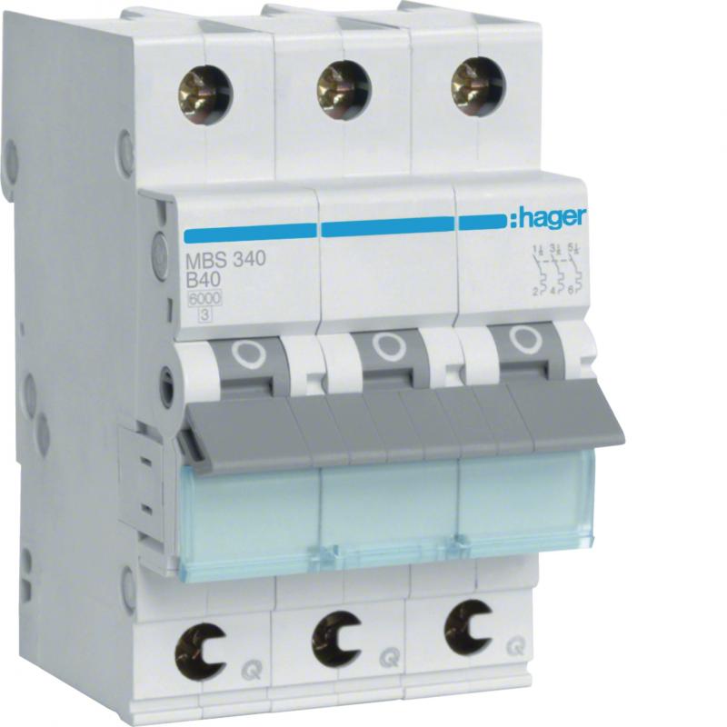 Hager LS-Schalter 3polig 6kA B-40A 3M QC