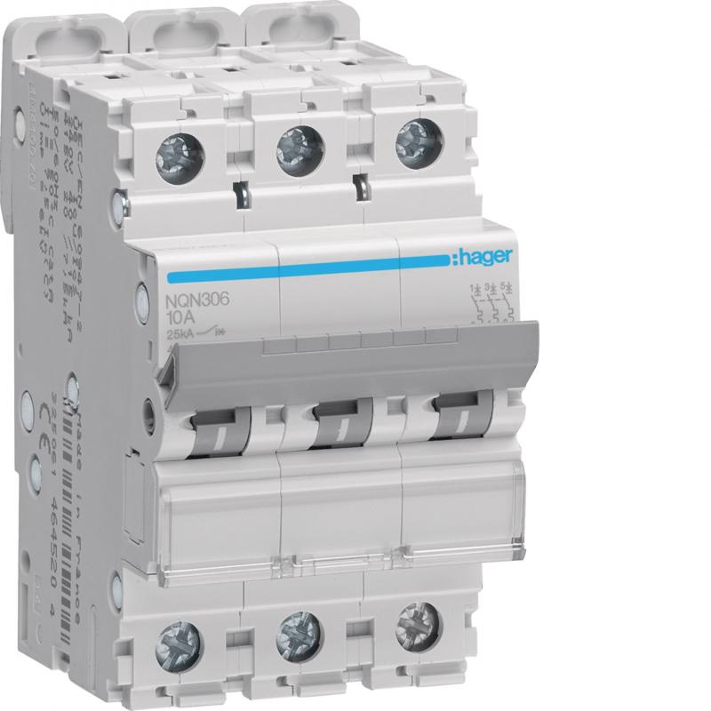 Hager LS-Schalter 3P 25kA B-6A 3M