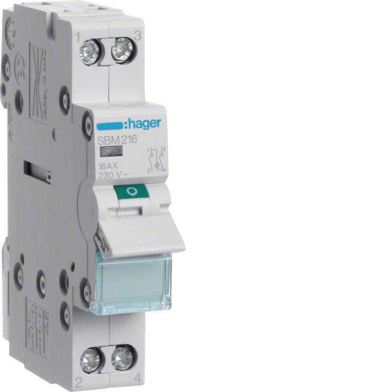 Hager Ausschalter 16A 1S+N 250V AC Leuch. 1PLE