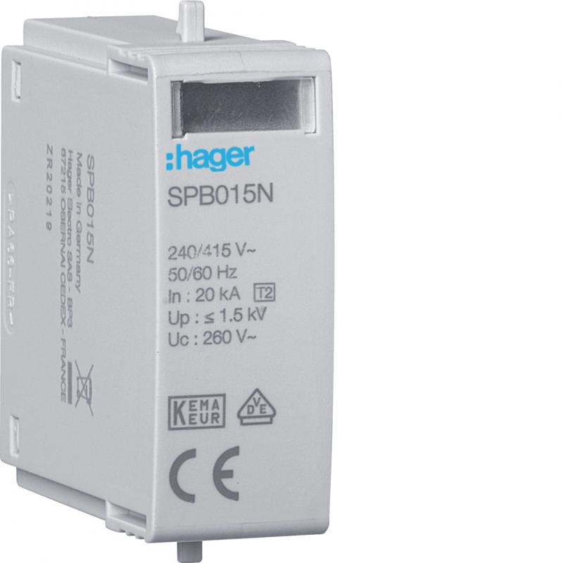 Hager Steckmodul T2 N-PE Uc 260V Up 1.5kV