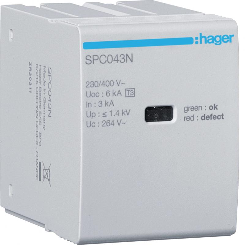 Hager Steckmodul T3 N-PE Uc 264V In 3kA