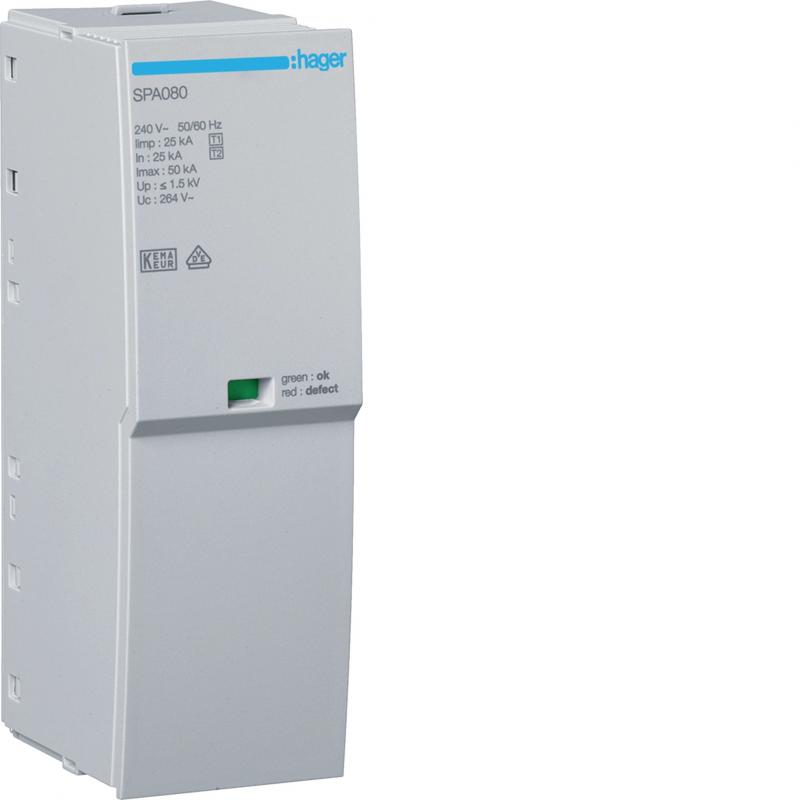 Hager Steckmodul T1+T2 Iimp 25kA Up 1.5kV