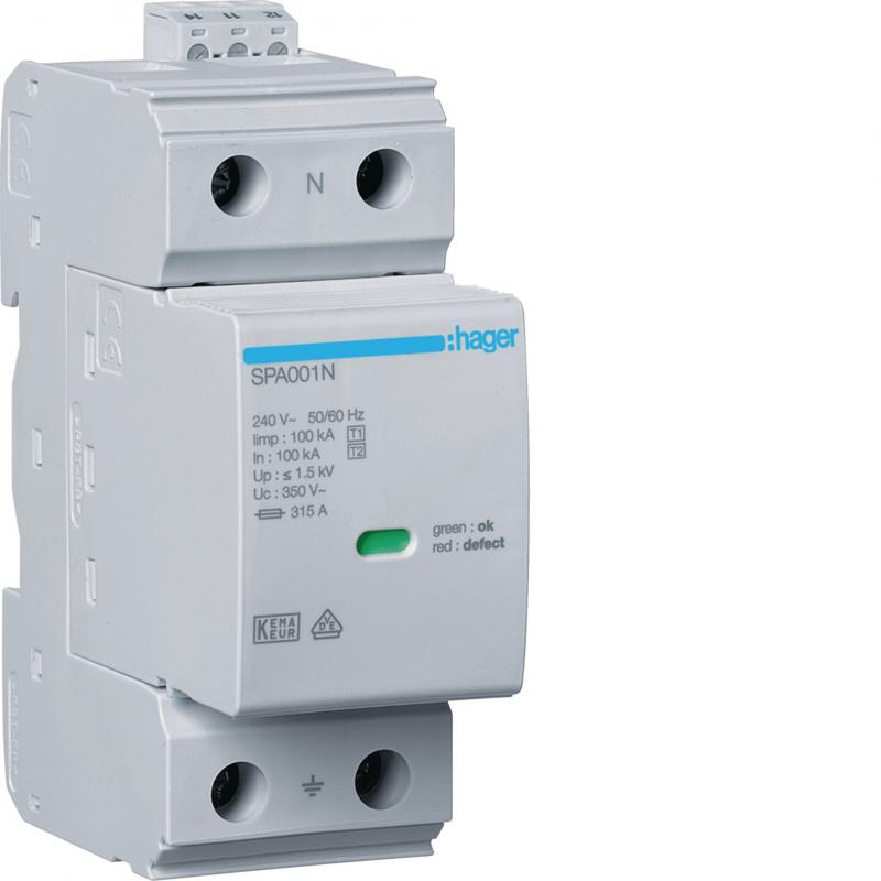 Hager Kombiableiter T1+T2  N-PE 100kA FM+Sich