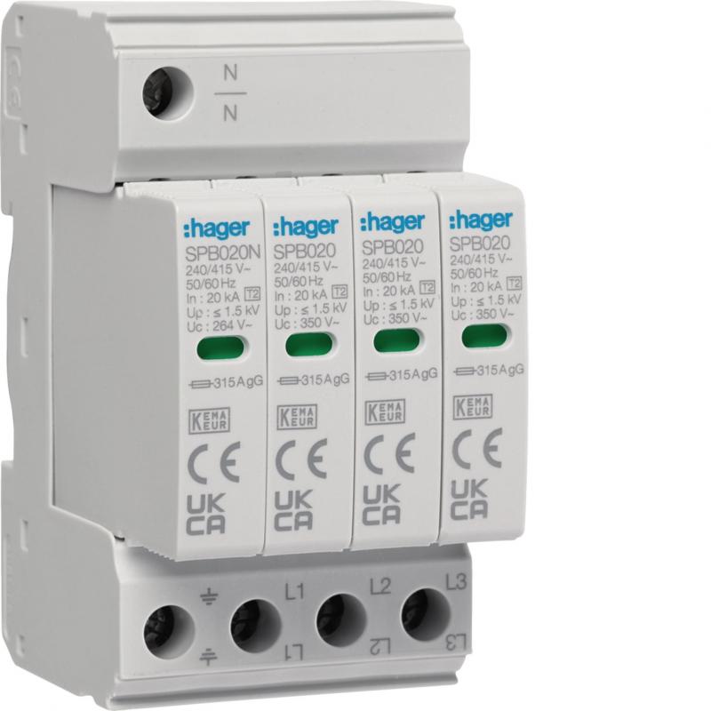 Hager Überspannungsableiter T2 4P TNS/TT 315A