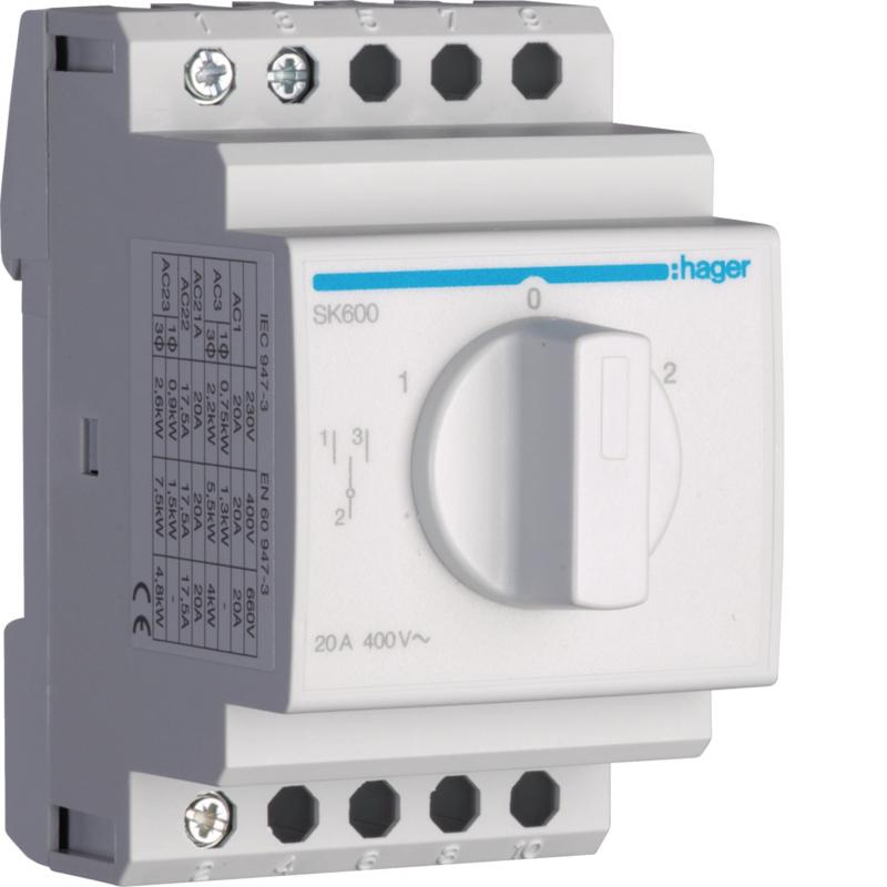 Hager Umschalter mit Nullstellung 20A 400V
