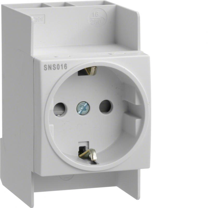 Hager Steckdose 16A, 250V, 2,5PLE, QuickConnect, Montage auf Hutschiene