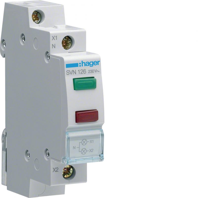 Hager LED Leuchtmelder 2f gr. rot 230V AC 1PLE