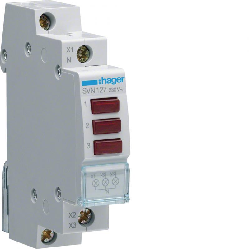 Hager LED Leuchtmelder 3fach rot 230V AC 1PLE