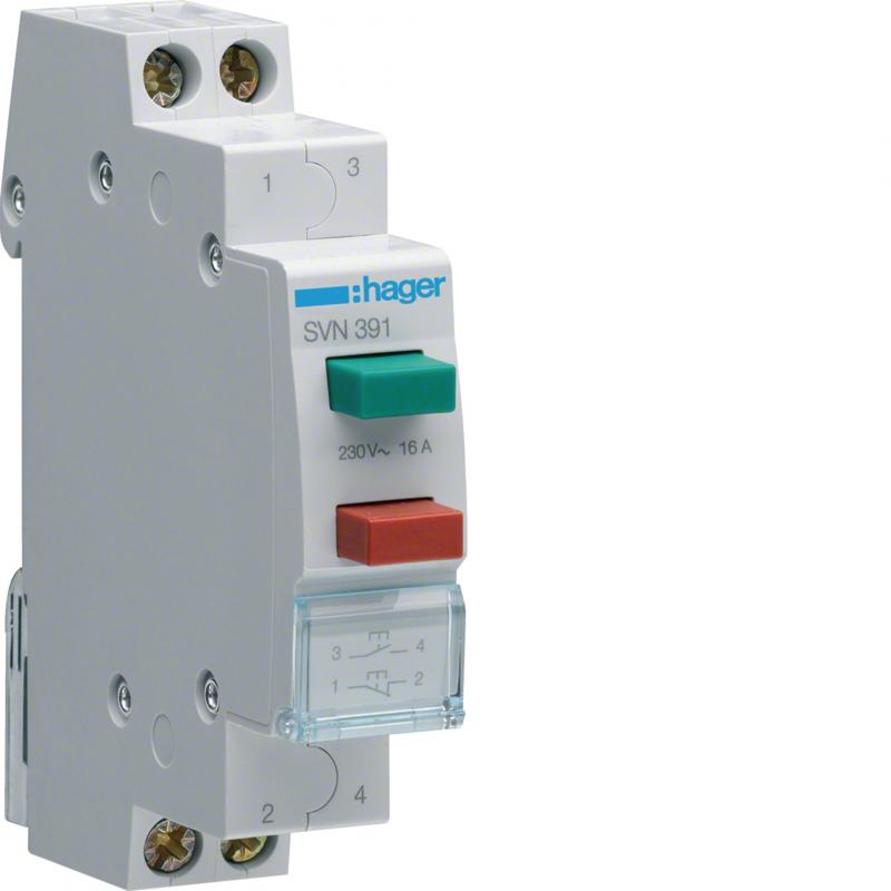Hager Doppeltaster 16A 1S+1Ö 230V AC 1PLE
