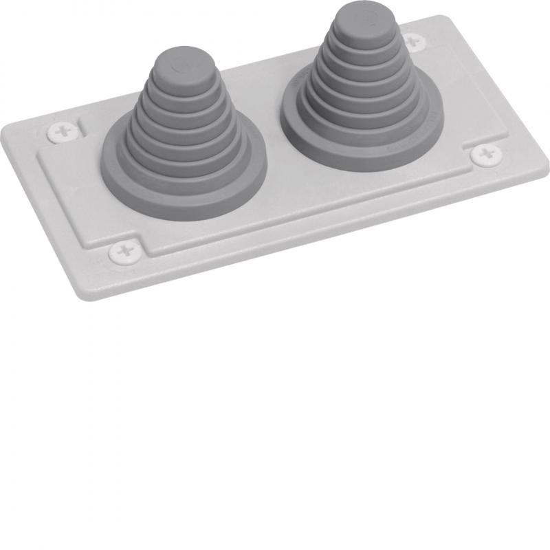 Hager Kabeleinführung, univers, Kunststoff, mit zwei Tüllen für Kabel D=23-55mm,
