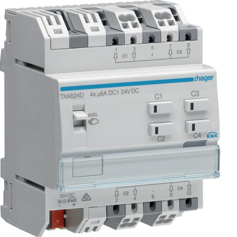 Hager KNX Rollladen-/Jalousieaktor 4-fach KNX easy, 24V, für Jalousiesteuerung