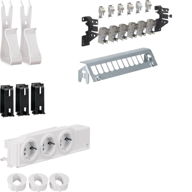 Hager Multimedia Kit, univers, 3xSteckdose,12xPatchpanel m.6xRJ45, Geräte-/Kabel