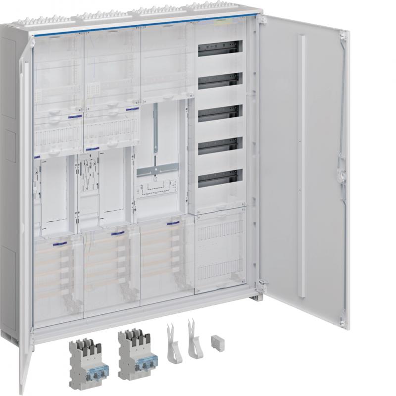 Hager Komplettschrank, univers Z, 2ZP RES SG BKE-I, VT5, APZ, SLS 50A, 1100x1050