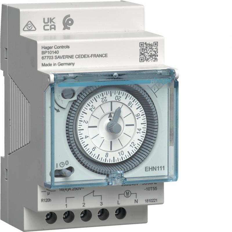 Hager Tagesschaltuhr,1W/16A,3PLE,Gangr,analog