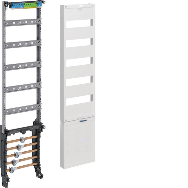 Hager Verteilerfeld univers Z, 1050mm, 5-reihig, mit Sammelschienen, 5-polig 12x