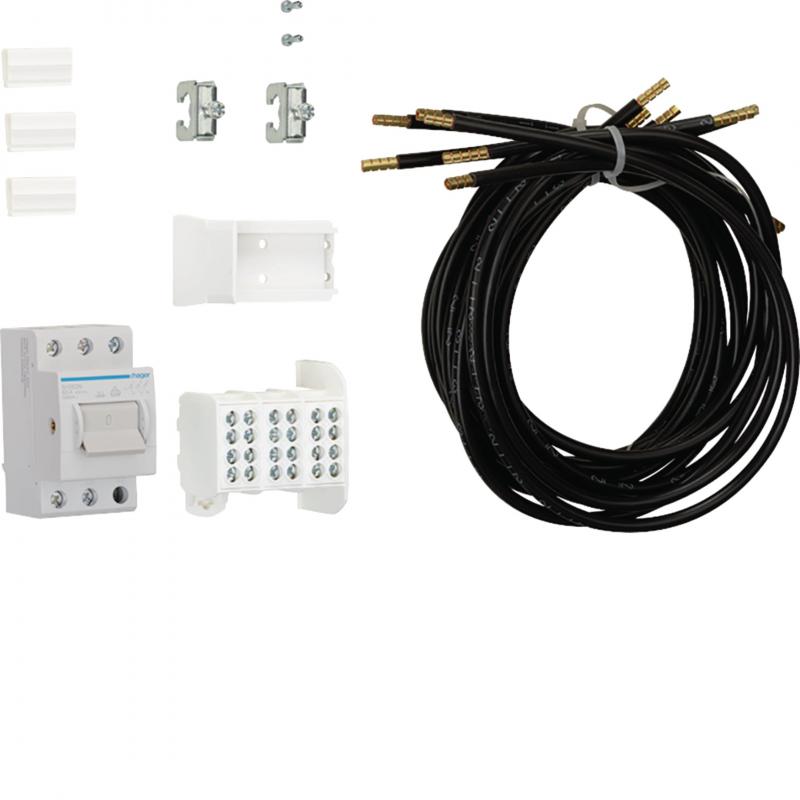 Hager Bestückungspaket univers Z, 10mm², PV-Über./Kaskade,ZTP 750mm bis 32A Daue
