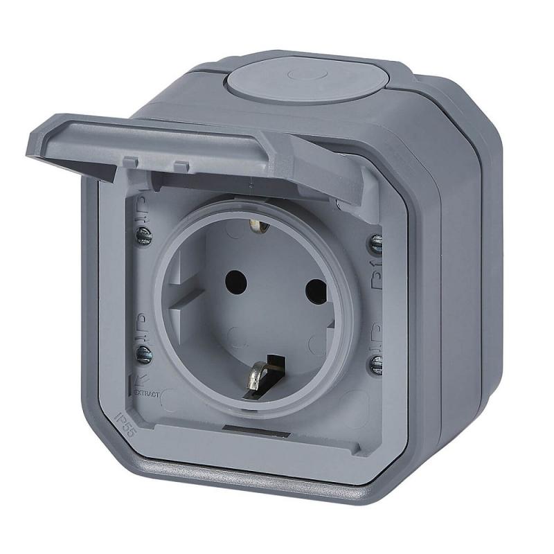 Legrand 069730L Plexo New Feuchtraum-Steckdose Aufputz IP44 Grau 16A