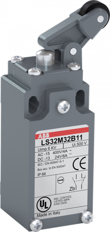 ABB LS32M32B11 Standard-Positionsschalter Metall-Gehäuse IP66 K.st.-W.rollenhebel a. Stahl-Dr.bolzen