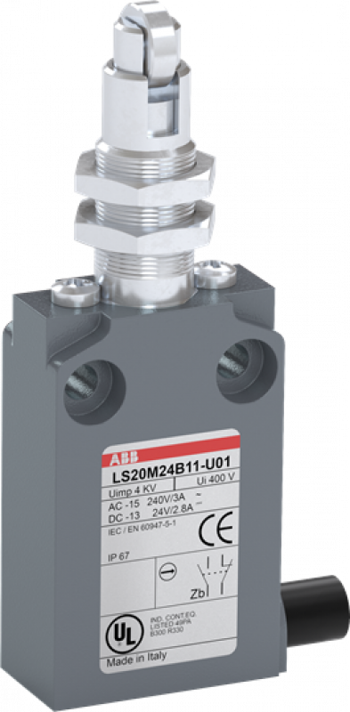 ABB LS20M24B11-U01 Positionsschalter Metall-Gehäuse IP67 Stahl-Rollendruckbolzen quer verzinkt
