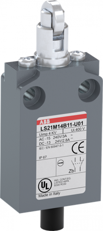 ABB LS21M14B11-U01 Positionsschalter Metall-Gehäuse IP67 Stahl-Rollendr.bolzen quer verzinkt