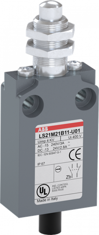 ABB LS21M21B11-U01 Positionsschalter Metall-Gehäuse IP67 Messingdruckbolzen vernickelt