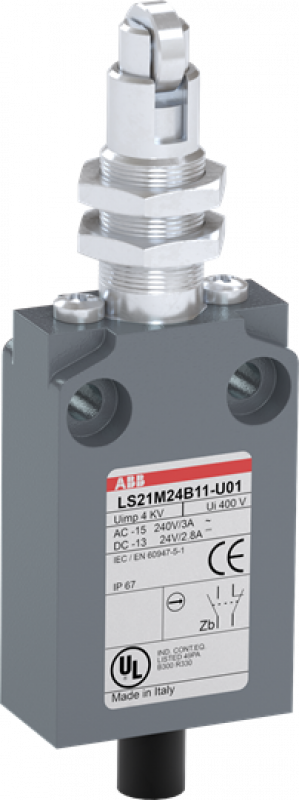 ABB LS21M24B11-U01 Positionsschalter Metall-Gehäuse IP67 Stahl-Rollendruckbolzen quer verzinkt