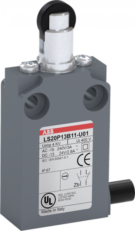 ABB LS20P13B11-U01 Positionsschalter Kunststoff-Geh. grau IP67, Kunstst.-Rollendr.bolzen Polyacetal