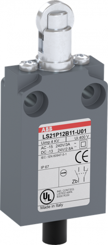 ABB LS21P12B11-U01 Positionsschalter Kunststoff-Gehäuse grau IP67 Rollendruckbolzen verzinkt