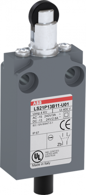 ABB LS21P13B11-U01 Positionsschalter Kunststoff-Geh. grau IP67 Kunstst.-Rollendruckb. Polyacetal