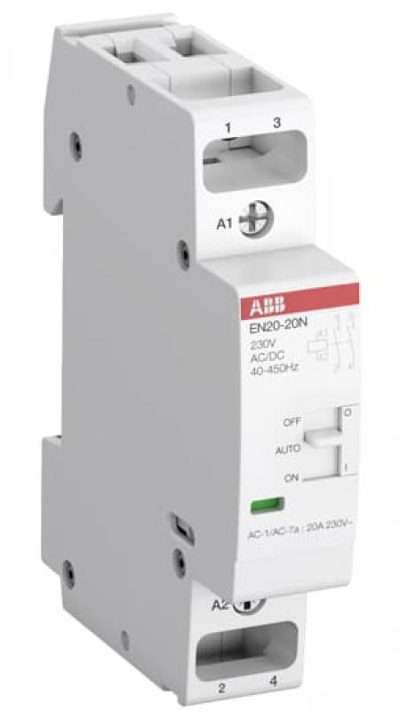 ABB EN20-20N-06 Installationsschütz 20 A, 2S/0Ö, 230 V AC/DC mit Handbetätigung