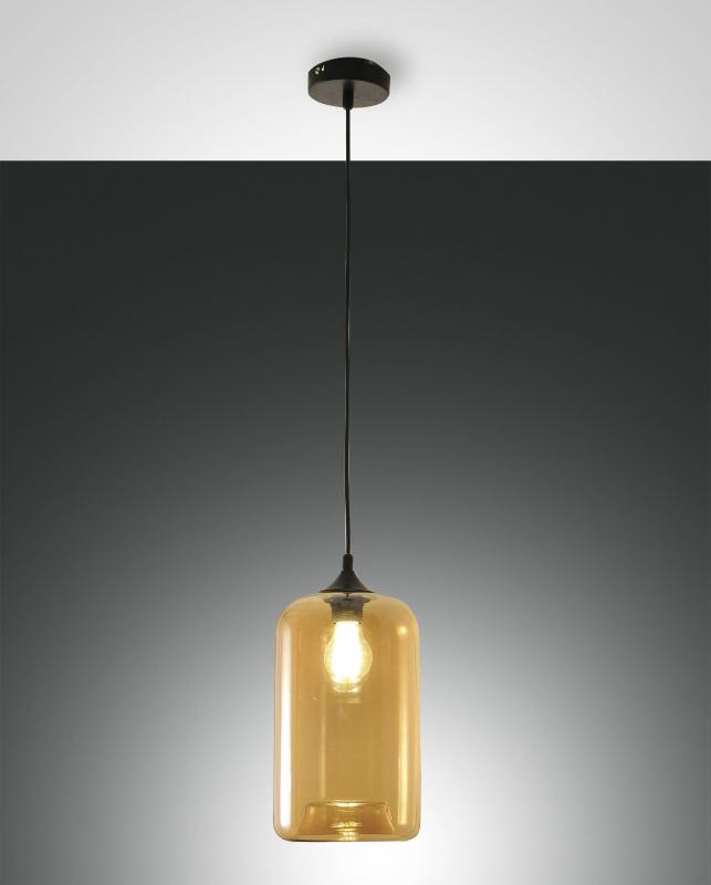 Silo Pendelleuchte in Amber dimmbar aus geblasenem Glas von Fabas Luce