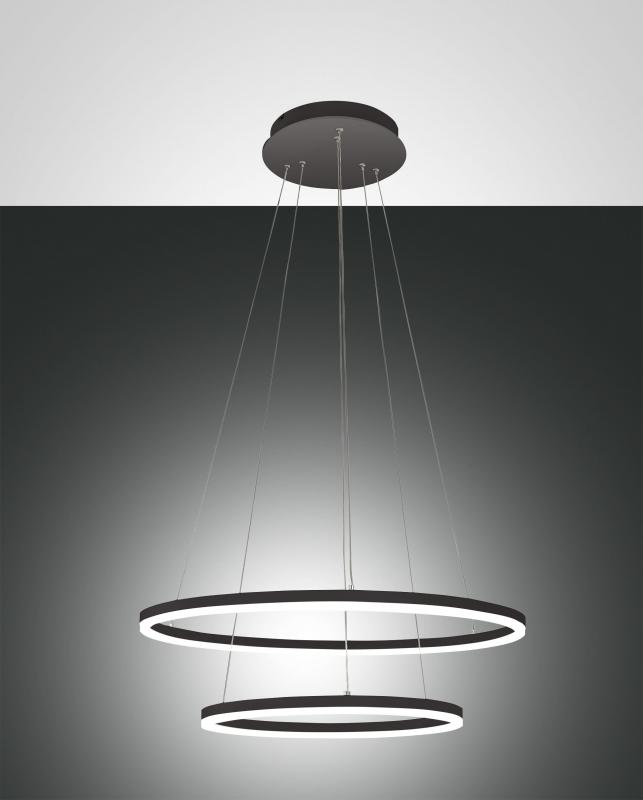 FABAS LUCE 3508-45-101-01 Giotto LED Hängeleuchte 2 Ringe Ø60cm Warmweiß Schwarz dimmbar Smartluce