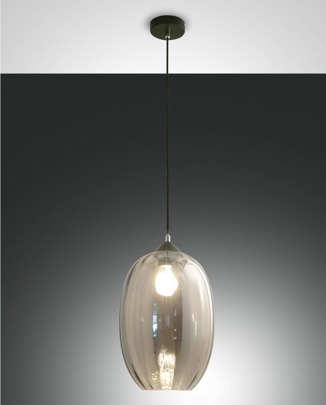 FABAS LUCE FAB-3519-45-126-01 Luce Pendelleuchte Ø25cm E27 Rauchglas Schwarz Smartluce