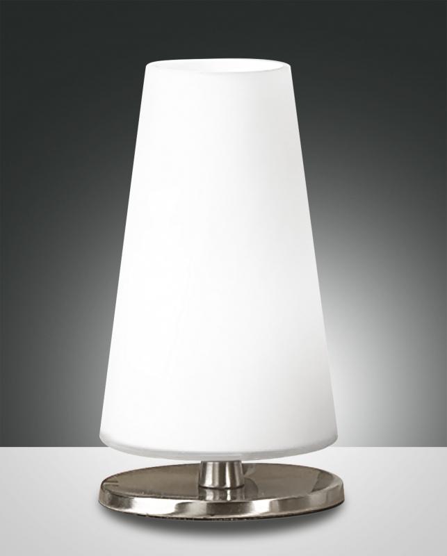 Milady Tischleuchte aus geblasenem Glas Nickel satiniert mit Touchdimmer & Memoryfunktion von Fabas Luce