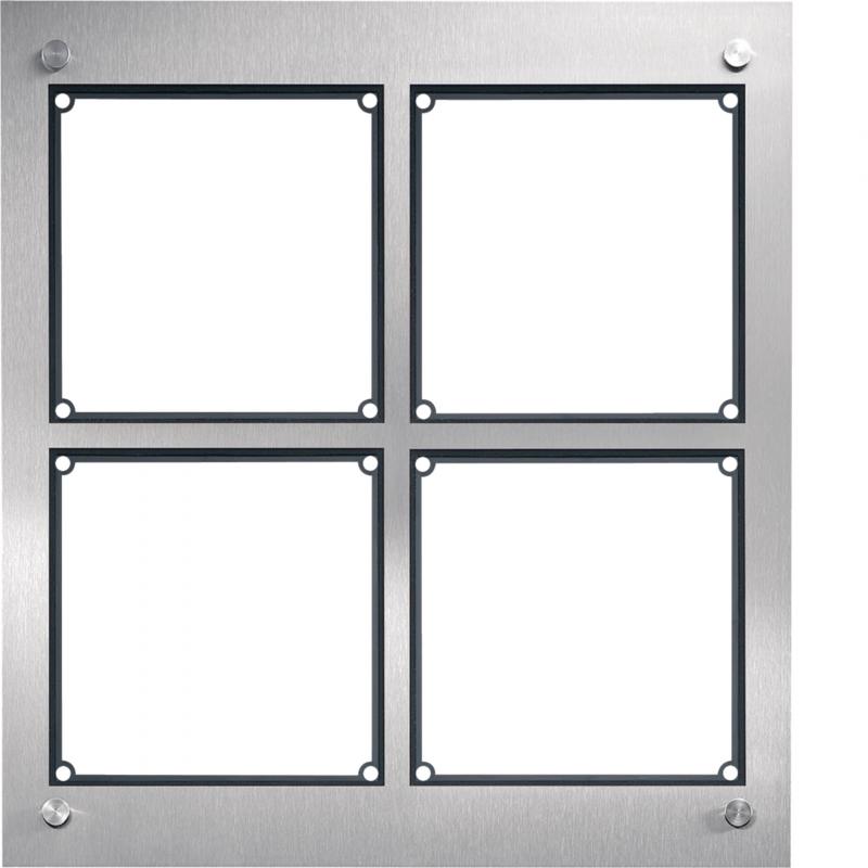 Hager modular Rahmen UP 4/2 Edelstahl matt