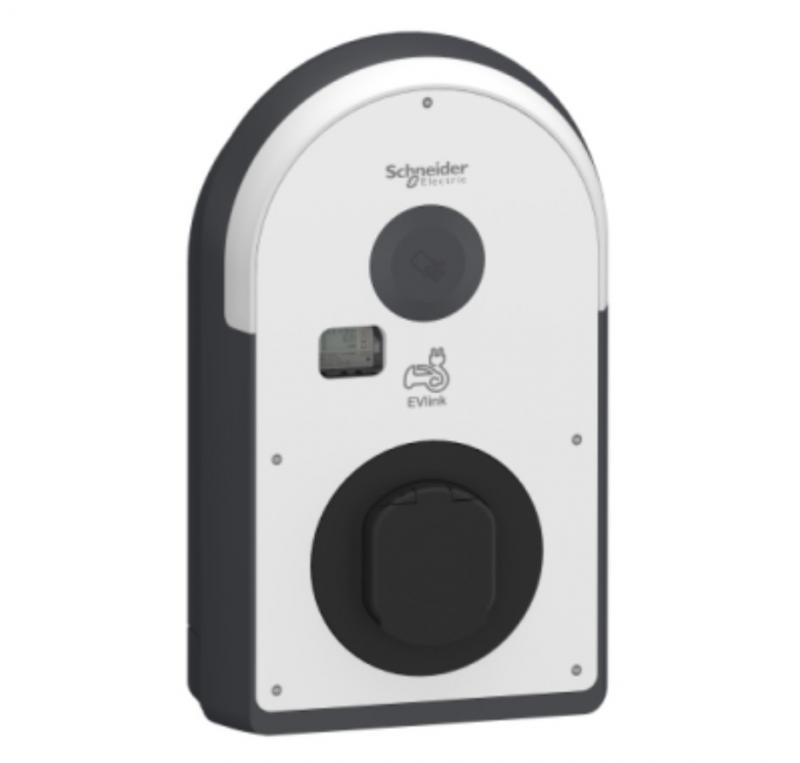 Schneider Electric EVlink Pro AC Wallbox 22 kW, 3-phasig, Typ 2 Steckdose, 6 mA, eichrechtskonform, MID, IP55, IK10, NFC/RFID – EVB3I22N40M