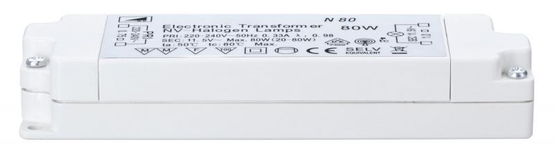 TIP 3650 Nice Price VDE Elektroniktrafo 20-80W 230/12V 80VA Weiß