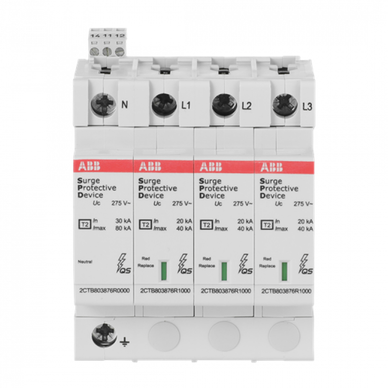 ABB OVR T2-T3 20-440 P TS QS SPD Typ 2 für 400/690 V 1P, Imax 20kA, In 5kA, Up 1, 4kV, TS Telesignal