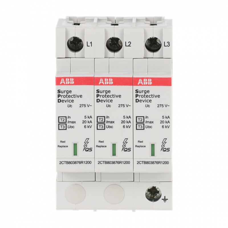 ABB OVR T2-T3 3L 20-275 P QS SPD Typ 2 für 230/400V TN-C 3P, Imax 20kA, In 5kA, Up 0, 9kV